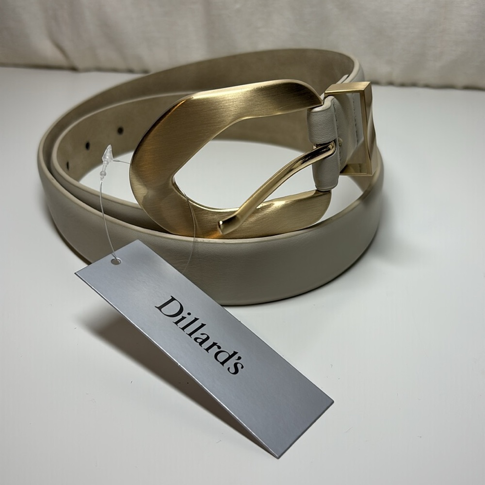 Dillards White Belt With Gold Buckle | Sz S | NWT